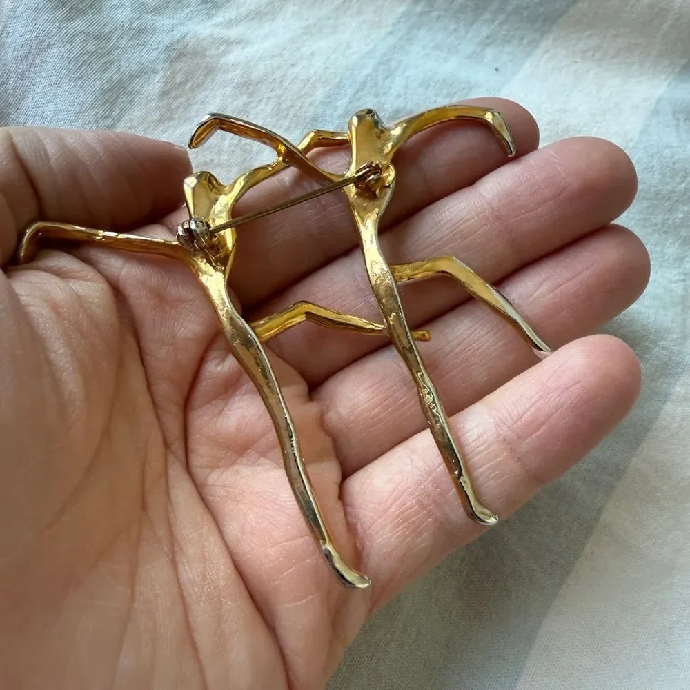 Vintage Abstract Gold & Silver Tone Metal The Dancers Metal Brooch